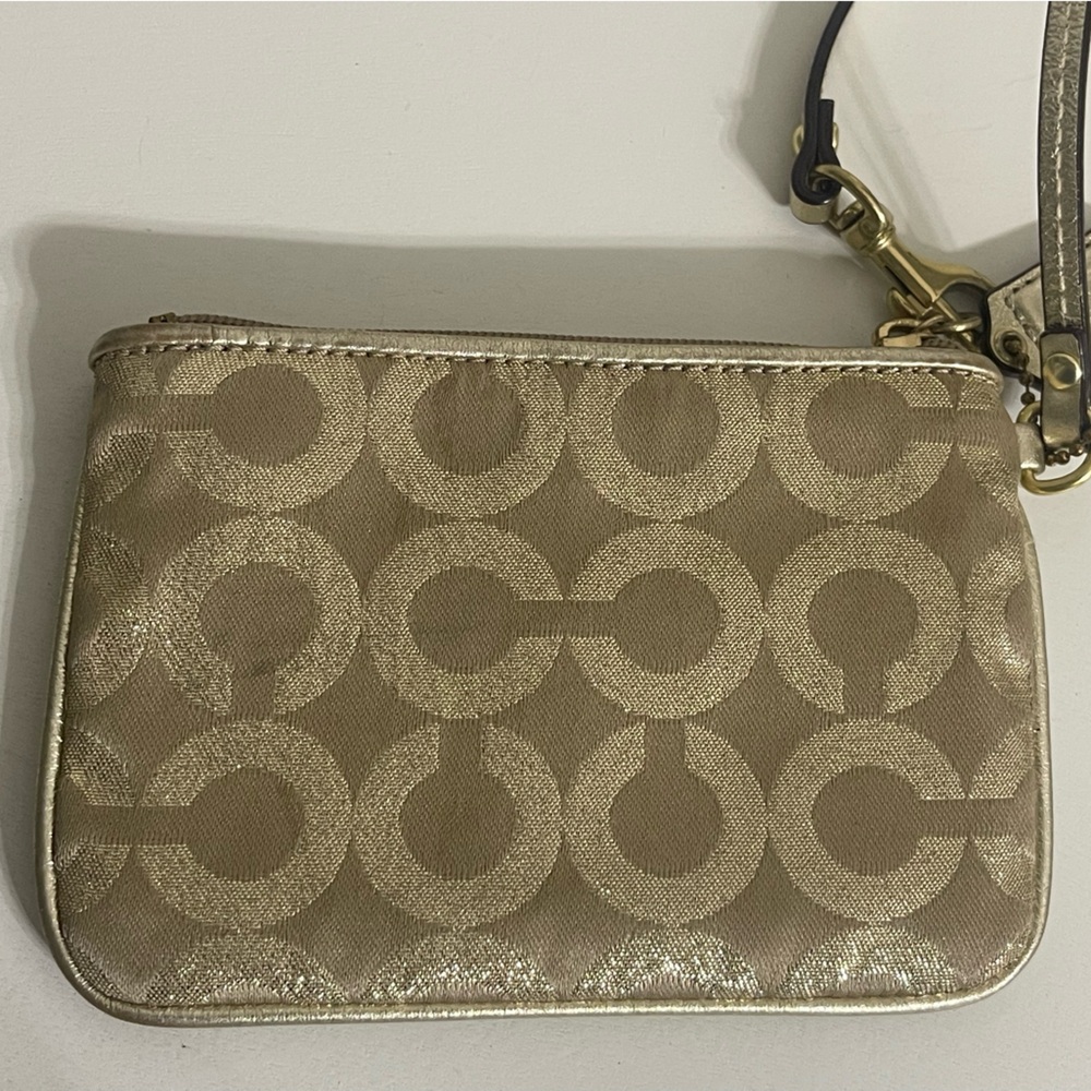 Coach Metallic Gold‎ and Tan Wristlet - Picture 8 of 9